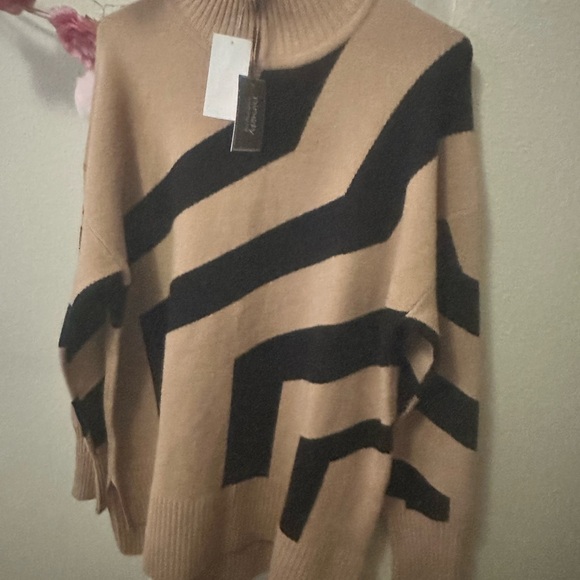 Black and Camel colored W/Stripes Sweater Dress - Picture 8 of 8